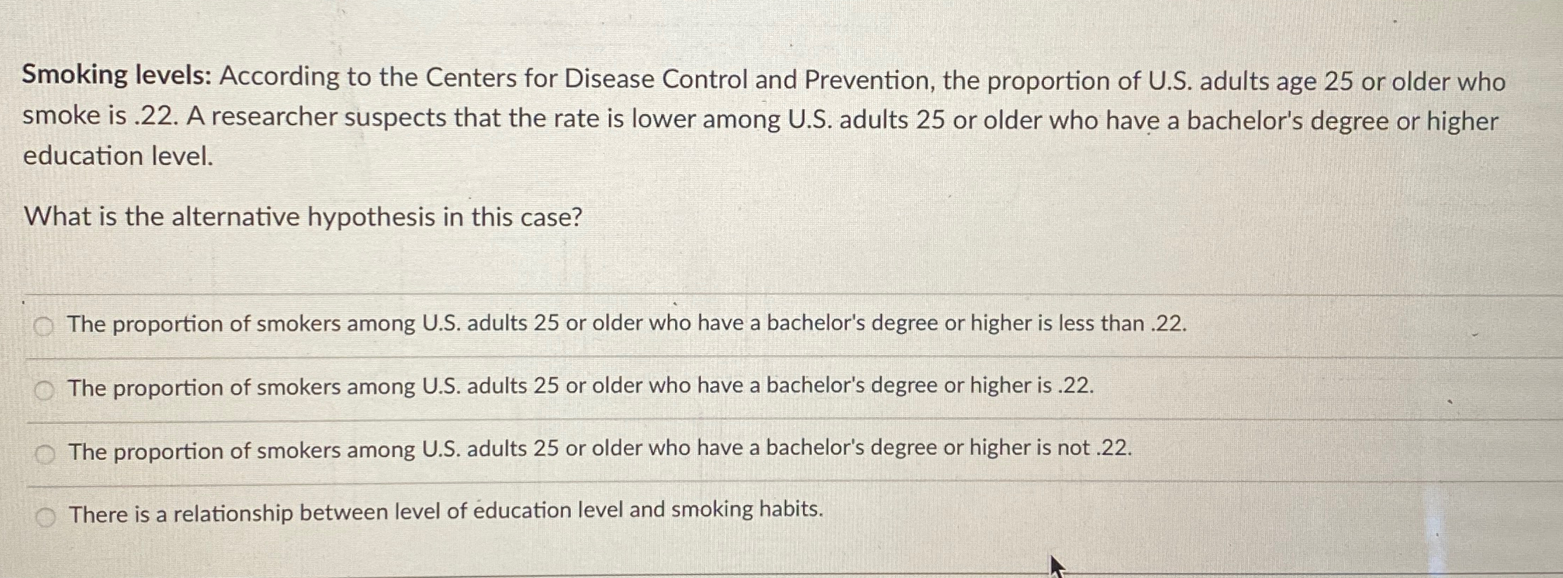 Solved Smoking levels: According to the Centers for Disease | Chegg.com