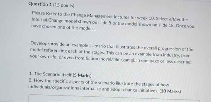 Solved Question 1 (15 points) Please Refer to the Change | Chegg.com