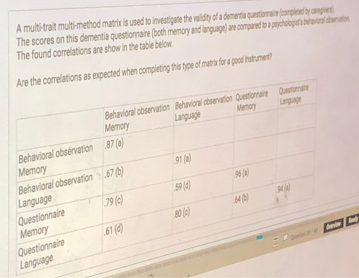 A multitrait multimethod matrix is used to