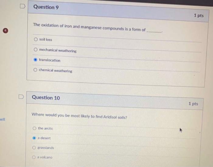 Solved MECHANICAL weathering processes result in the