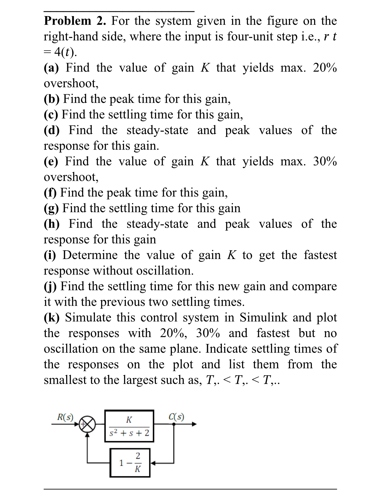 Solved Problem 2. ﻿For the system given in the figure on the | Chegg.com