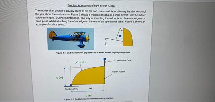 Solved Problem A: Analysis of light aircraft rudder The | Chegg.com