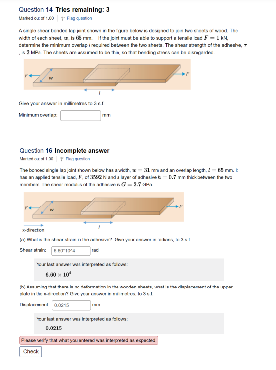 Solved A single shear bonded lap joint shown in the figure | Chegg.com