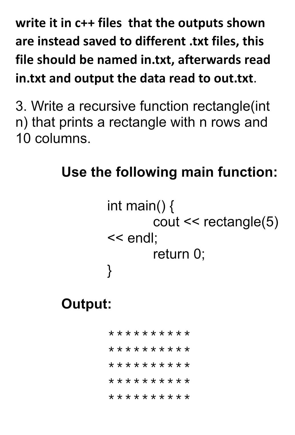 Solved write it in c++ files that the outputs shown are | Chegg.com