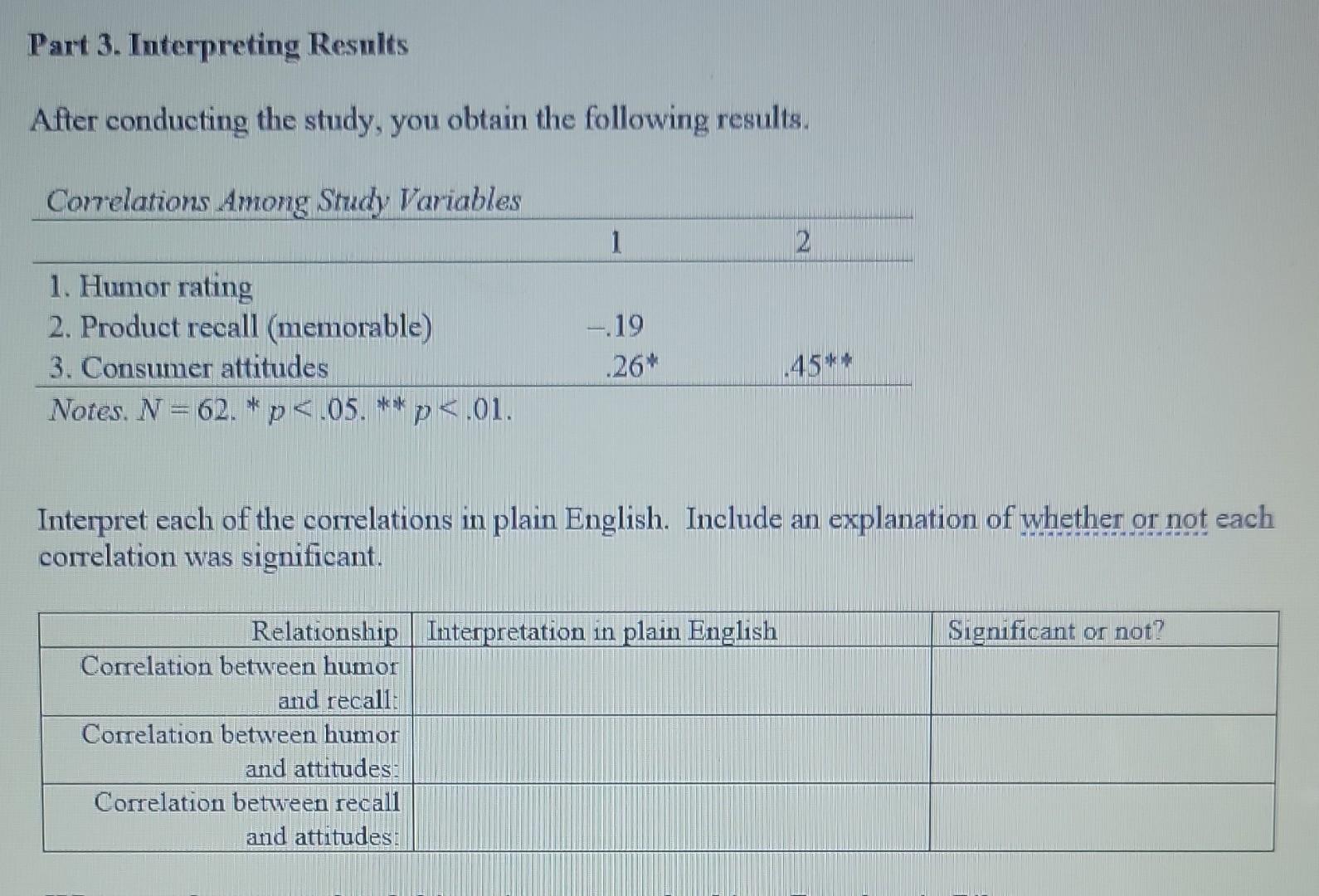 Solved Part 3. Interpreting Results After conducting the | Chegg.com