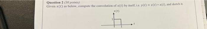 Solved Question 2 (30 points) Given x(t) as below, compute | Chegg.com