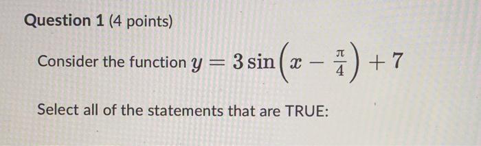 Solved Question 1 (4 points) Consider the function | Chegg.com