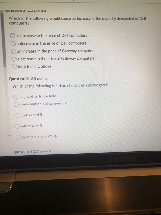 Solved Question 2 12.5 points) Which of the following would | Chegg.com