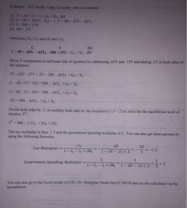 Example Full Model Open Economy With Accelerator Chegg Com