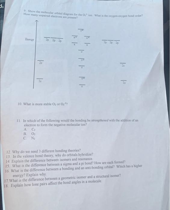 [Solved] Chemistry 1171 Chapter 10 worksheet 1. Identify th