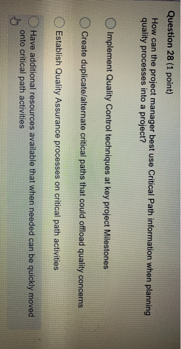 Solved Question 27 (1 point) A Project Manager is conducting | Chegg.com