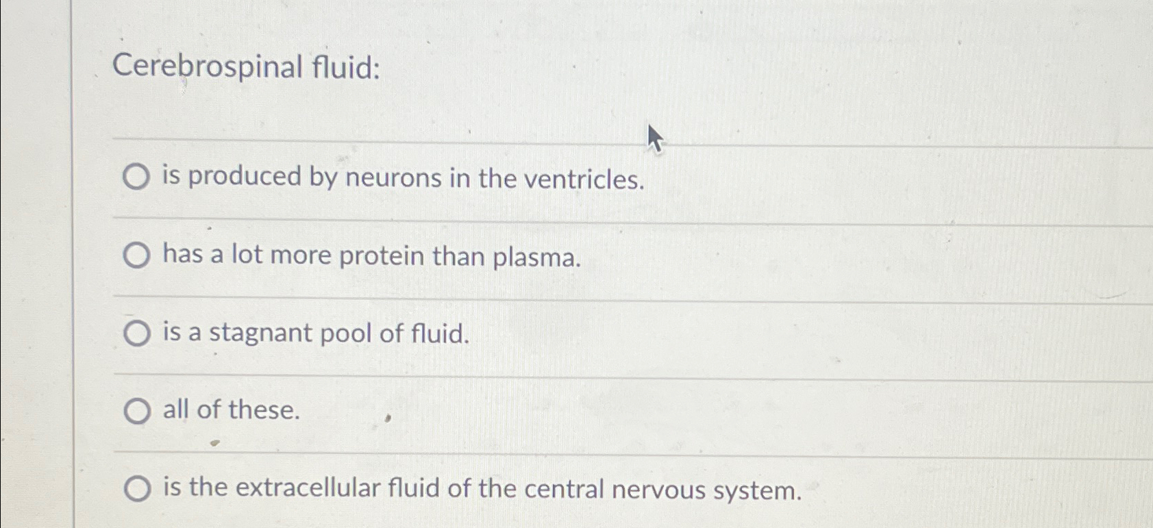 Solved Cerebrospinal Fluid Is Produced By Neurons In The Chegg Com