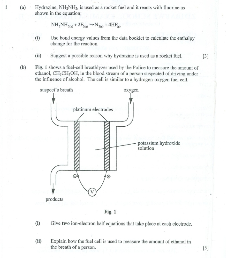 1 (a) ﻿Hydrazine, NH2NH2, ﻿is used as a rocket fuel | Chegg.com