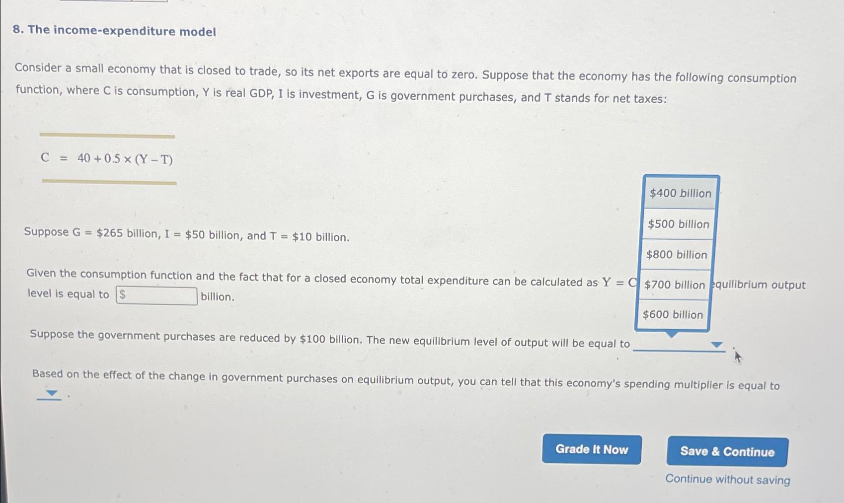 Solved The Income-expenditure ModelConsider A Small Economy | Chegg.com