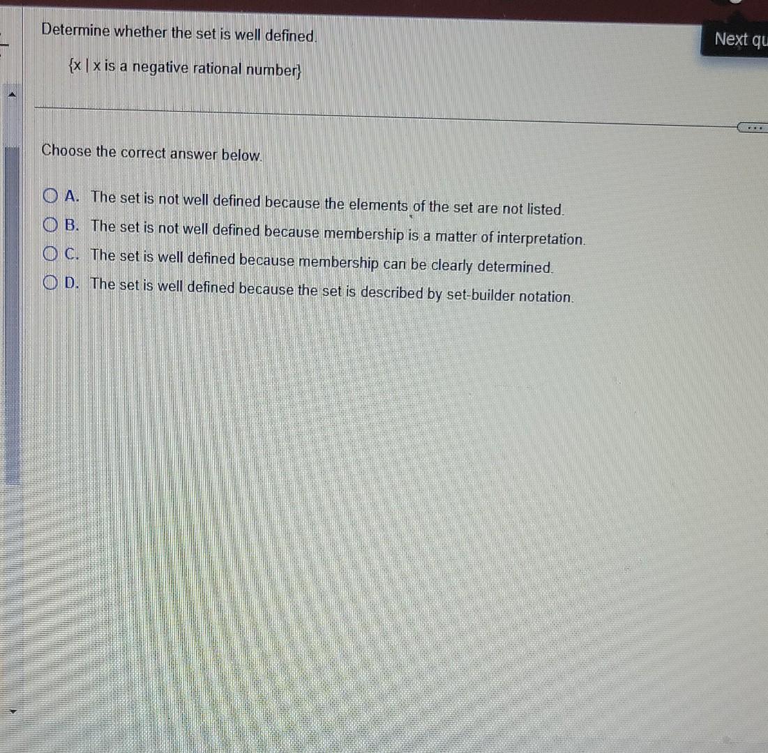 Solved Determine whether the set is well defined. {x∣x is a | Chegg.com