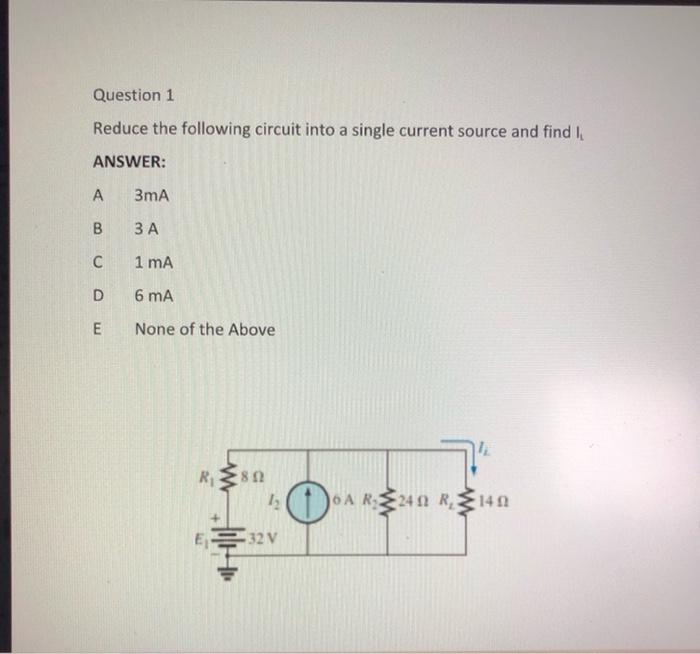 Solved Question 1 Reduce the following circuit into a single | Chegg.com
