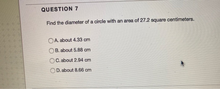 find area of the circle whose diameter is 7 cm