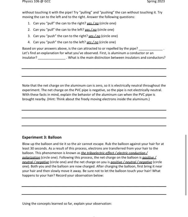 Solved Objectives - Learn about static electric charge and | Chegg.com