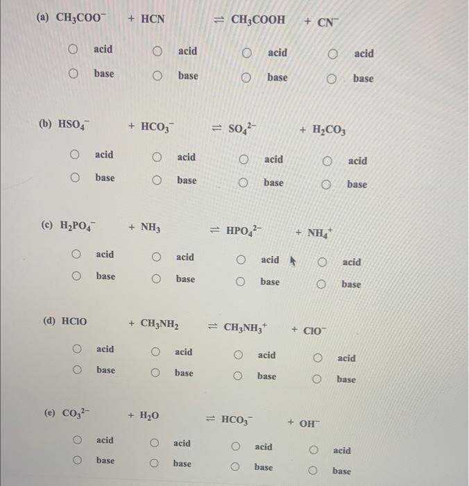 Solved identify the acid-base conjugate pairs in each of the | Chegg.com