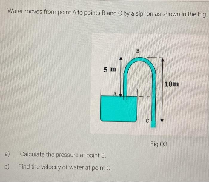 Solved Water moves from point A to points B and C by a | Chegg.com