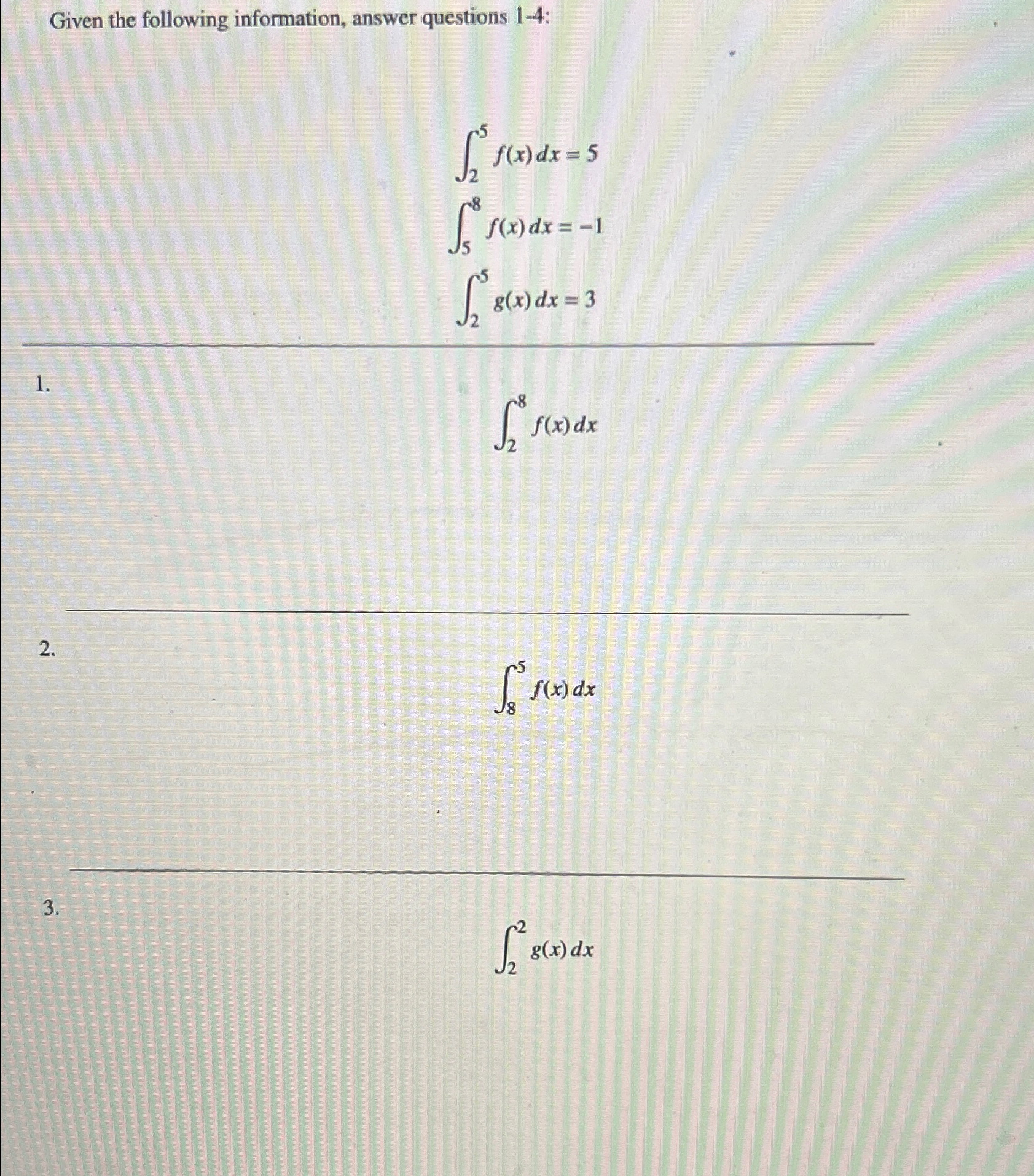 Solved Given the following information, answer questions | Chegg.com