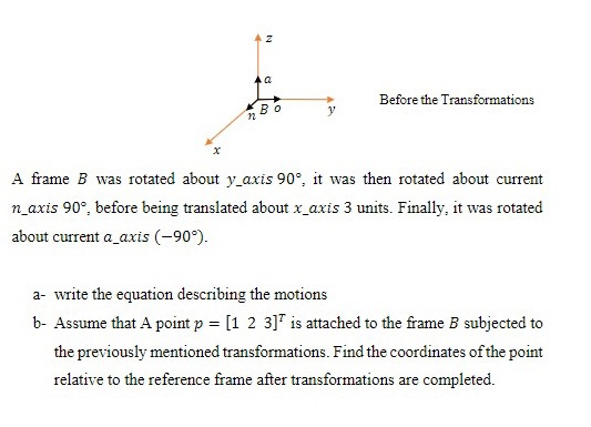 Solved Before The Transformations A Frame B Was Rotated | Chegg.com