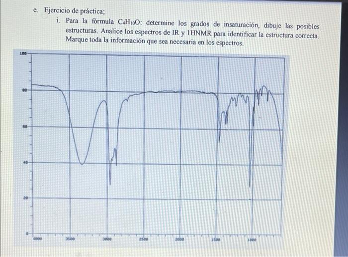 e. Ejercicio de práctica; i. Para la fórmula C-H160: determine los grados de insaturación, dibuje las posibles estructuras. A