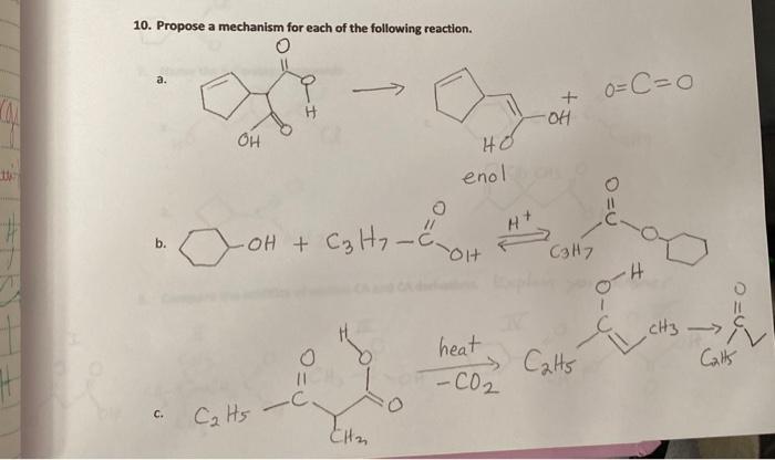 Solved 10. Propose a mechanism for each of the following | Chegg.com