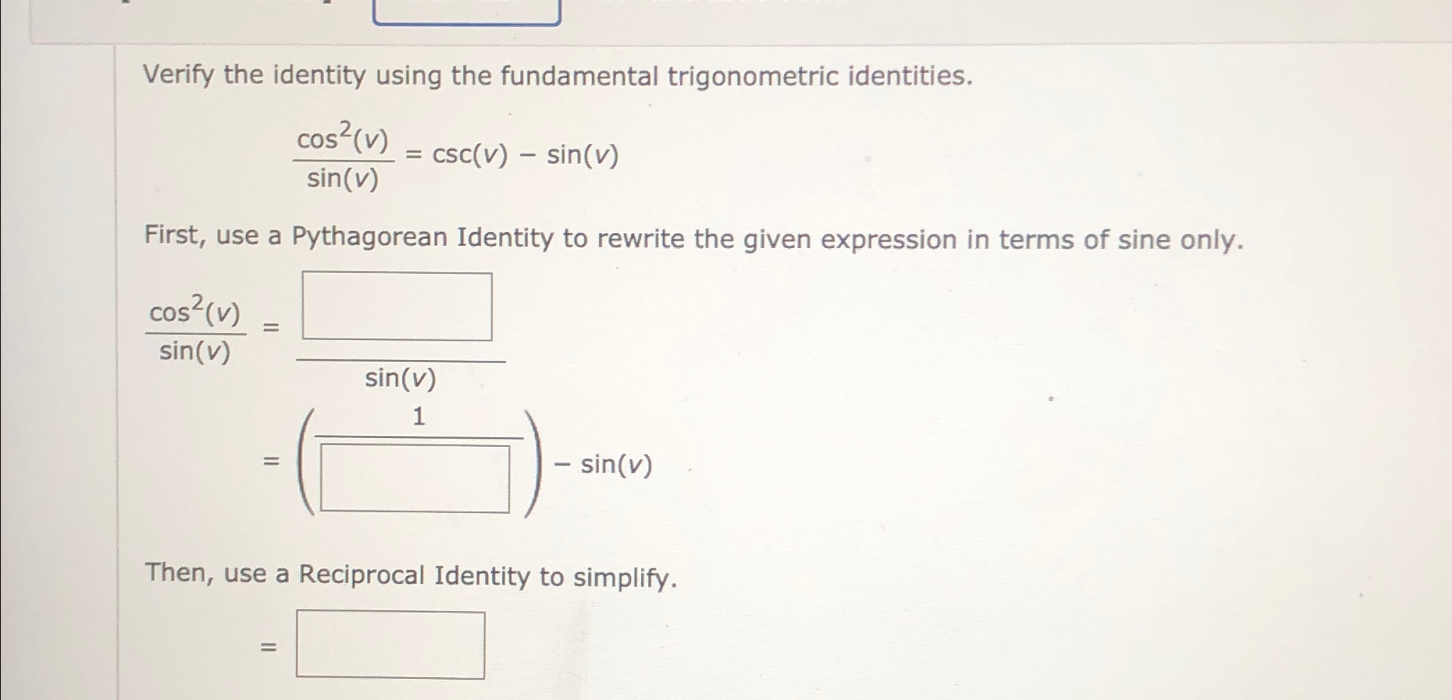 Solved Verify the identity using the fundamental | Chegg.com