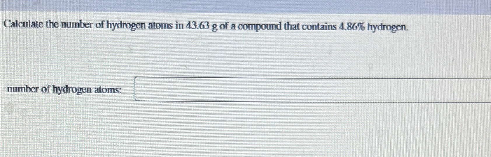 calculate the mass of 3.011 10 atoms of hydrogen