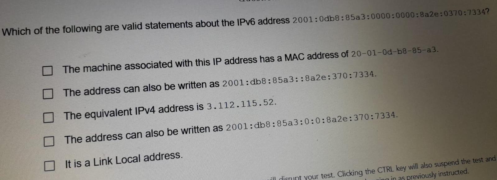 Solved Which of the following are valid statements about the  