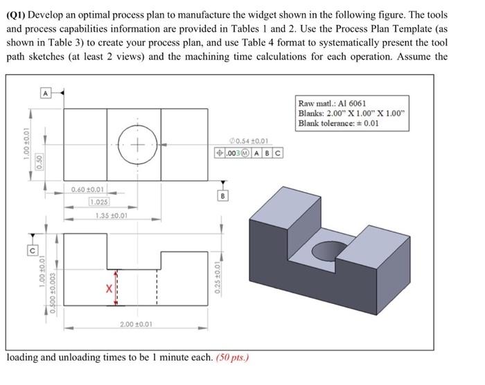 Solved (Q1) Develop an optimal process plan to manufacture | Chegg.com