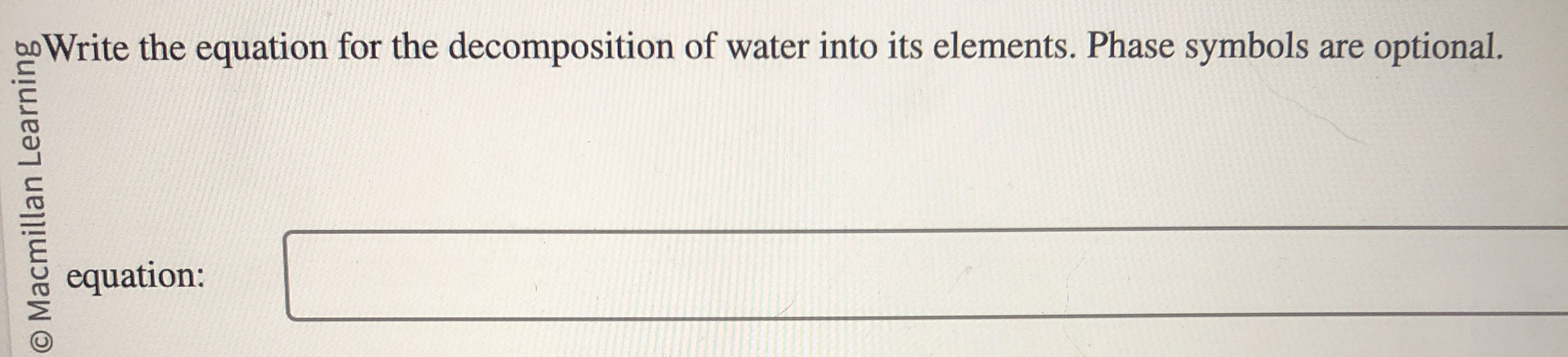 Solved DoWrite the equation for the of water