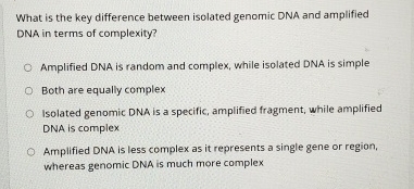 What is the key difference between isolated genomic | Chegg.com