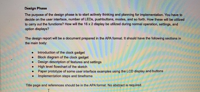 Final Project Problem Build a prototype Arduino | Chegg.com