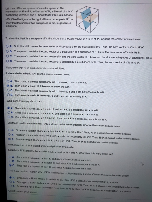 Solved Let Hand K Be Subspaces Of A Vector Space V The I Chegg Com