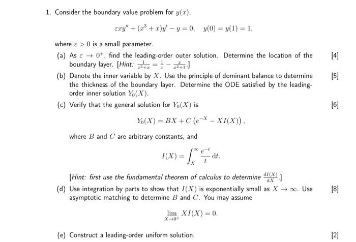 Solved [4] 1. Consider the boundary value problem for y(). | Chegg.com