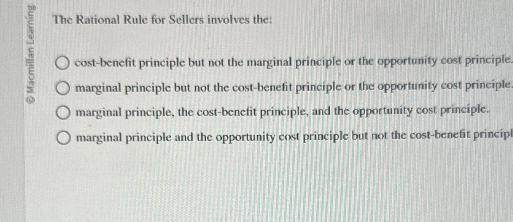 Solved The Rational Rule for Sellers involves