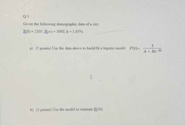 Solved Given The Following Demographic Data Of A City: | Chegg.com