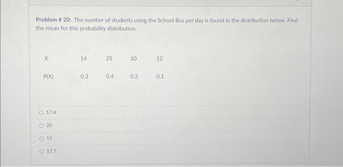 Solved Problem \# 20: The number of students using the | Chegg.com