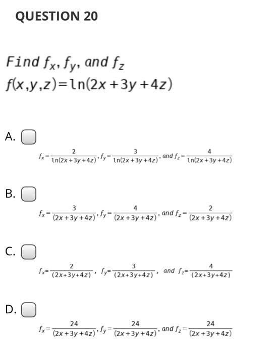 Solved Question Find Fx Fy And Fz F X Y Z Xy Y Xz Chegg Com