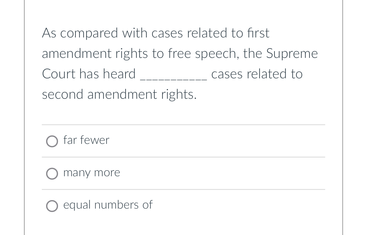 Solved As compared with cases related to first amendment Chegg