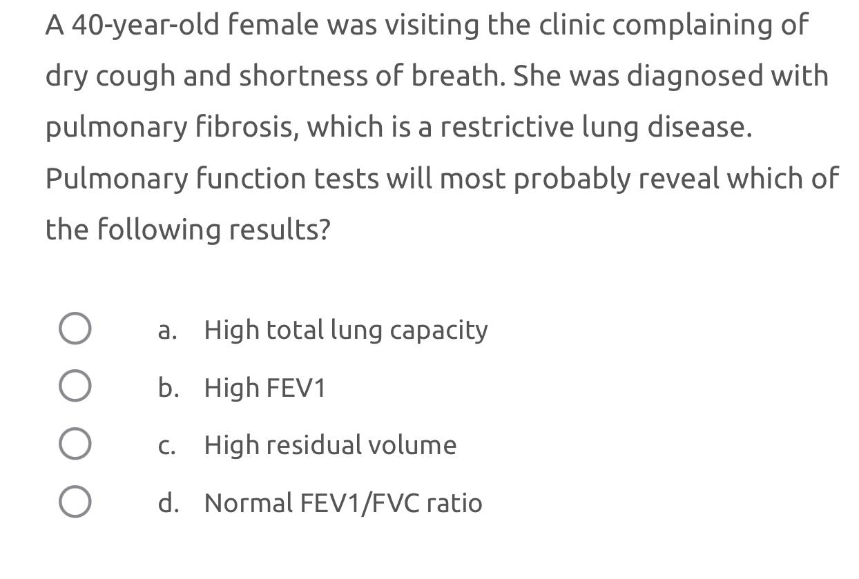 Solved A 40-year-old female was visiting the clinic | Chegg.com