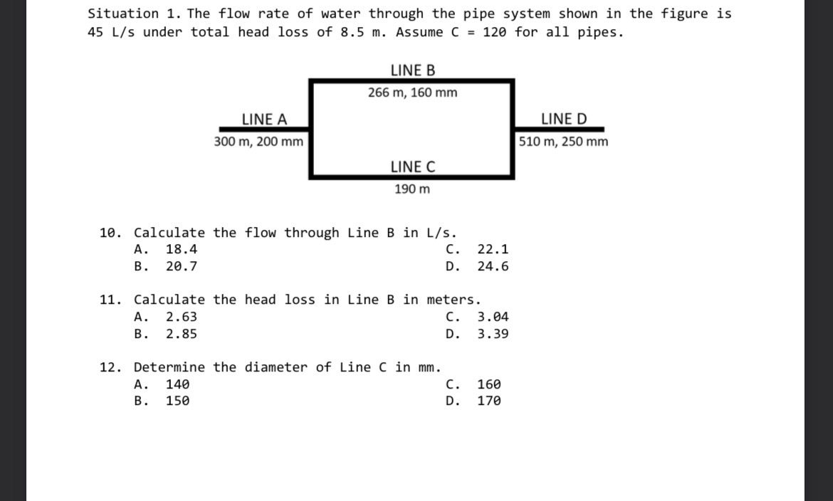 Solved Situation 1. ﻿The flow rate of water through the pipe | Chegg.com