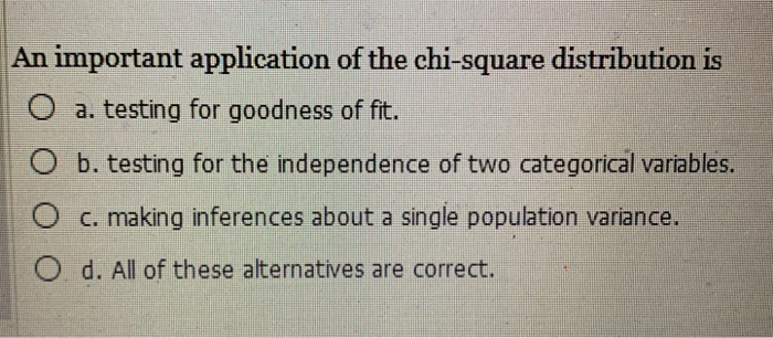 Solved An Important Application Of The Chi-square | Chegg.com