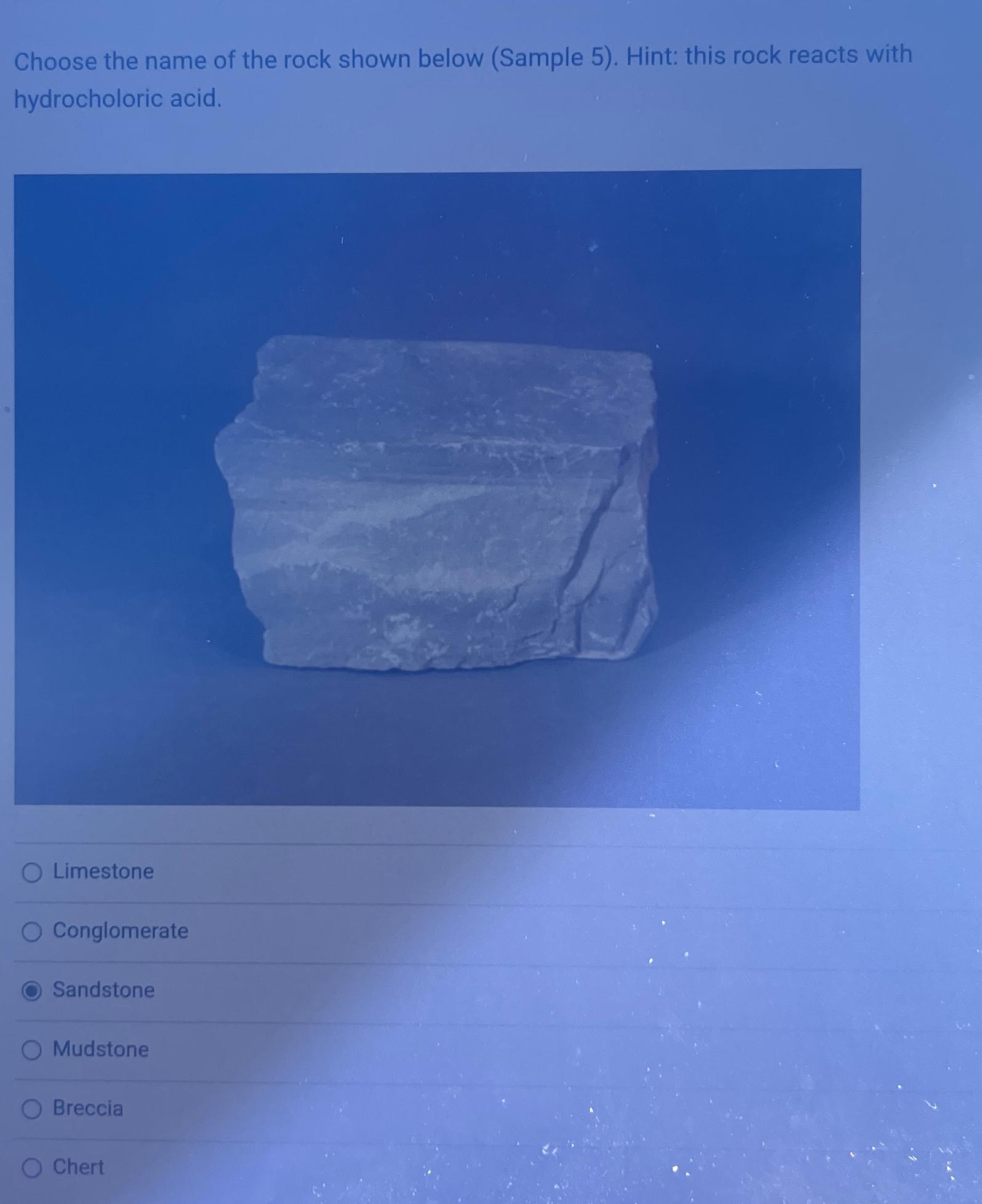 Solved Choose the name of the rock shown below (Sample 5). | Chegg.com