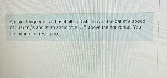 Solved A Major Leaguer Hits A Baseball So That It Leaves The | Chegg.com