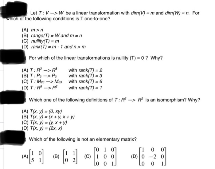 Solved Let T V W Be A Linear Transformation With Dim V Chegg Com