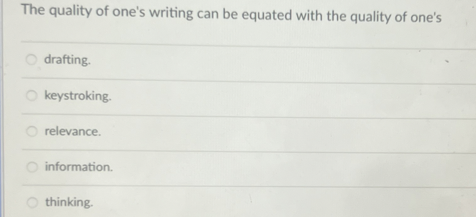 Solved The quality of one's writing can be equated with the | Chegg.com