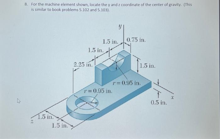 Solved 8. For the machine element shown, locate the y and z | Chegg.com